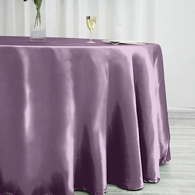Balsacircle 120 Inch Amethyst Satin Round Tablecloth Table Cover Linens For Wedding Table Cloth Party Reception Events Kitchen D